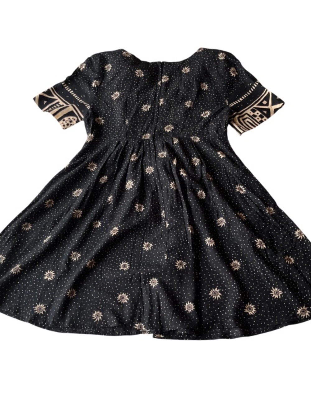 Vintage Elisse Black and Tan Abstract Mixed Print Dress - Picture 4 of 4